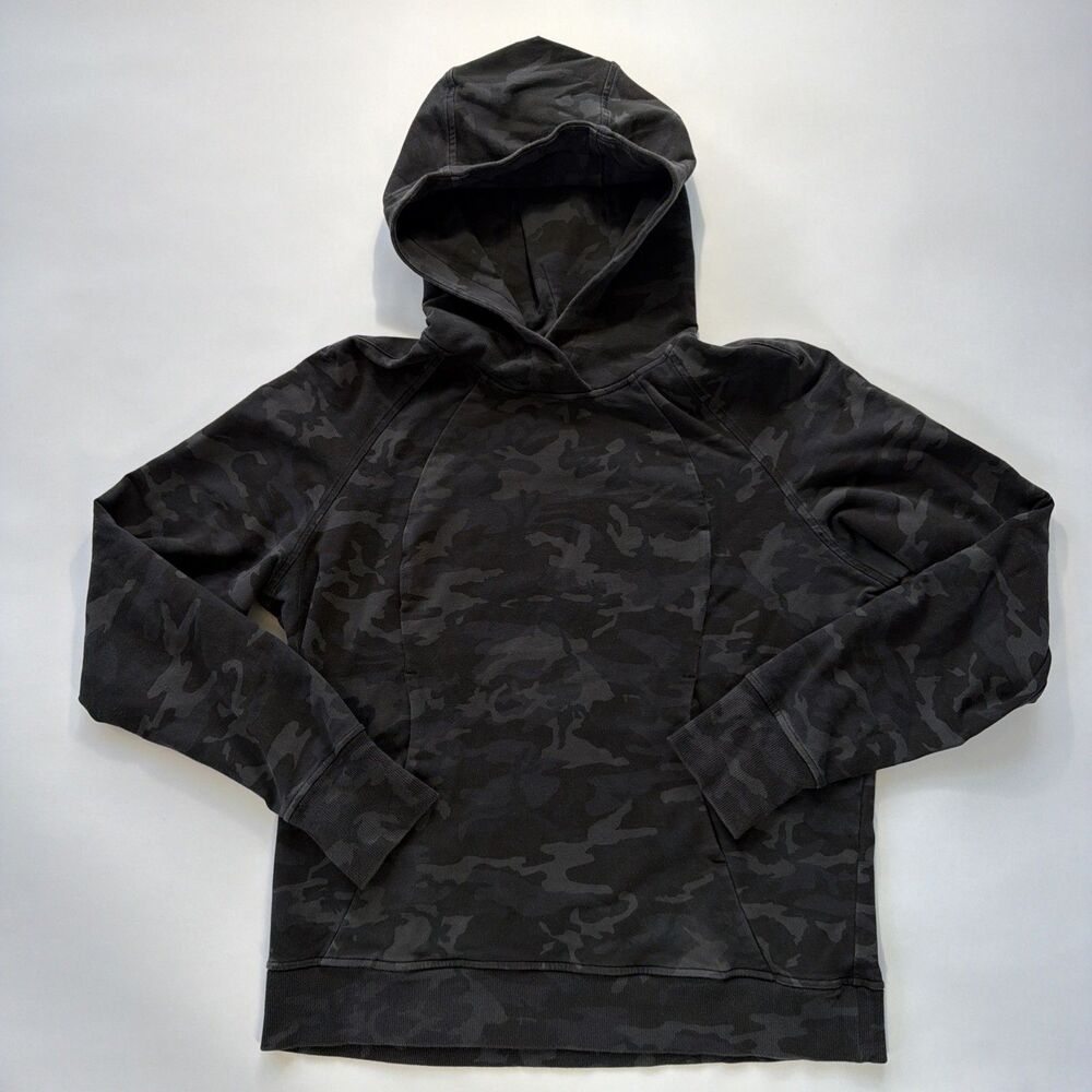 Lululemon Women’s Heritage Camo Deep Coal Scuba Yoga Pullover Hoodie Size 8